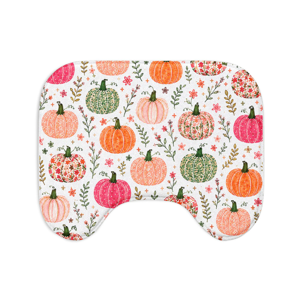 Pumpkin Pattern 3-Piece Bath Mat Set — Fall Bathroom Rugs