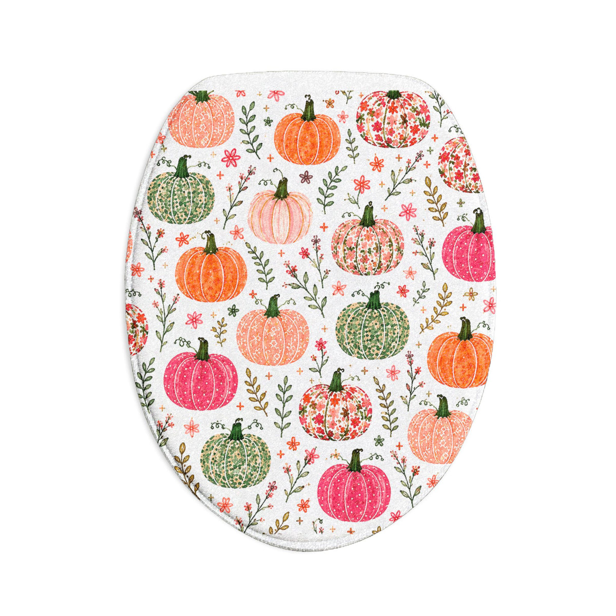 Pumpkin Pattern 3-Piece Bath Mat Set — Fall Bathroom Rugs