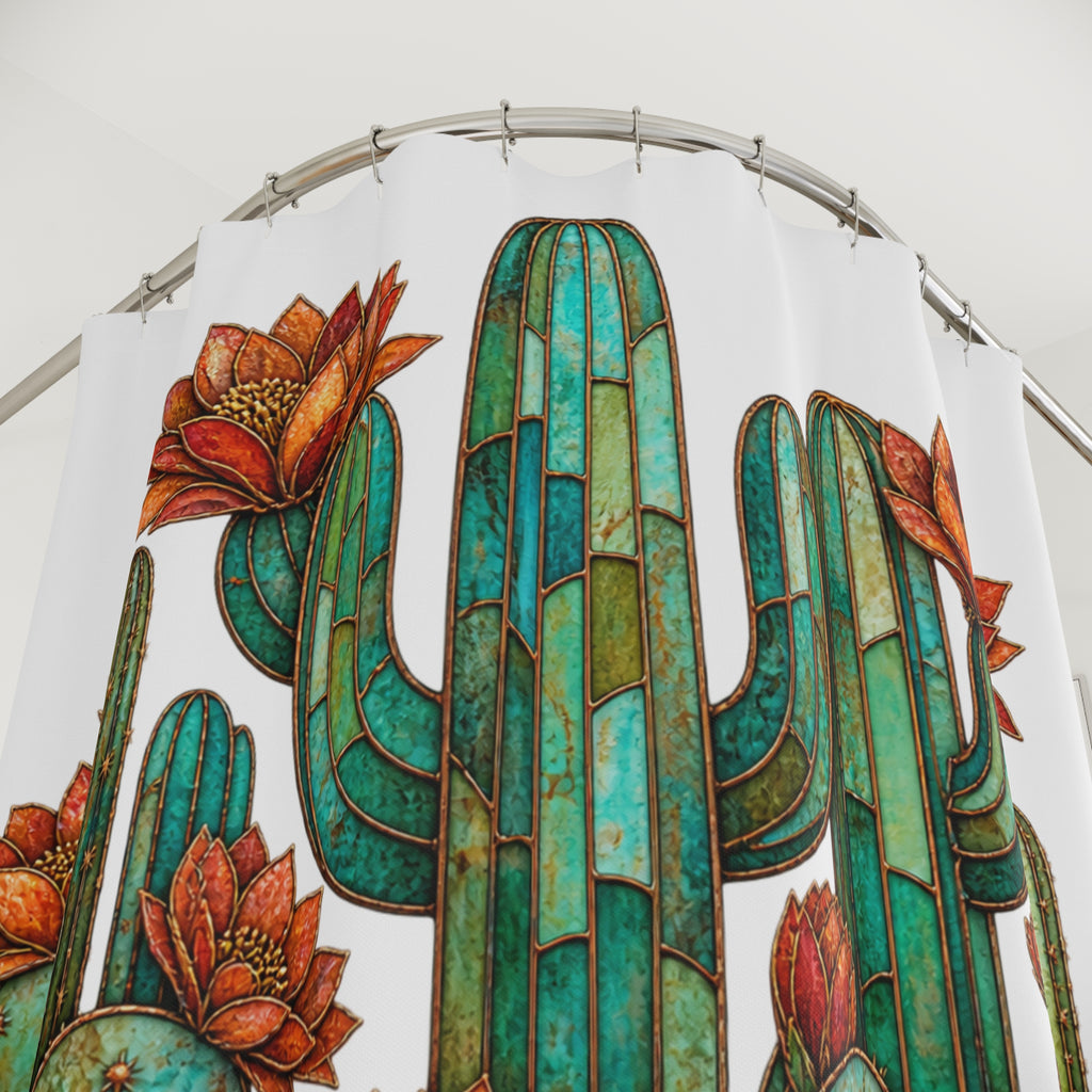 Cactus 'Happy Fall Y'all' Shower Curtain - Autumn Desert Botanical Bath Decor
