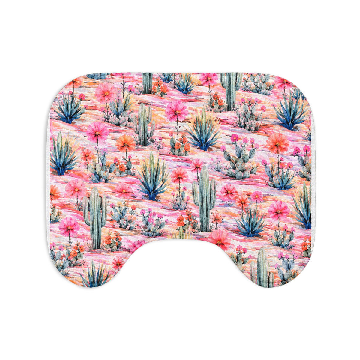 Pink Desert Cactus Bath Mat Set – 3-Piece Floral Succulent Bathroom Rugs