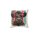 Cow Pillow with Heart Sunglasses – Cute Farmhouse Throw Pillow